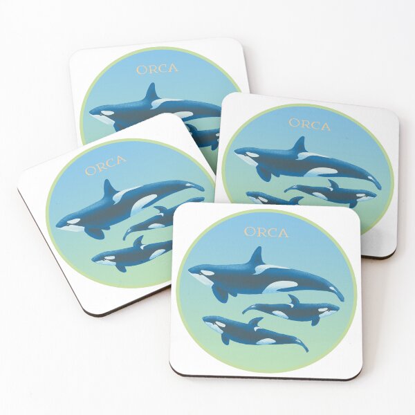 Item preview, ORCA trio, Killer Whale, Dolphin - green blue designed and sold by Leanne  Nowell.