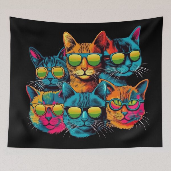 Item preview, The colorful cat crew with cool sunglasses designed and sold by Pixelboys.