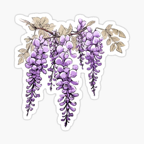 Aperçu de l'œuvre découpe de griffonnage de glycine, inspirée des fleurs pendantes violettes de Bridgerton créée et vendue par EmeraldeaArt.