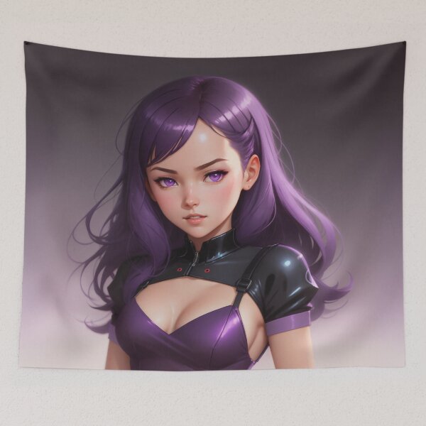 Item preview, Stylish Purple Haired Anime Girl Artwork designed and sold by pinimgart.