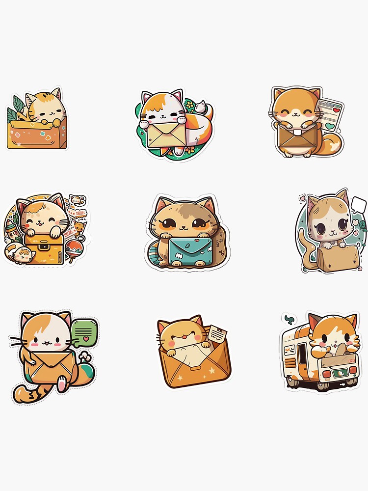 Cute Cat Mail Stickers Bundle For Fun  Sticker for Sale by SmOokii