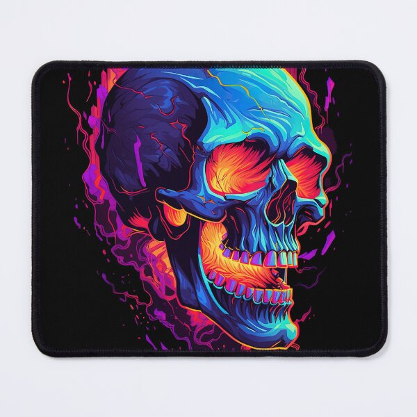 Flaming Skull Red Orange & Blue Cool Skeleton Skull Graphic