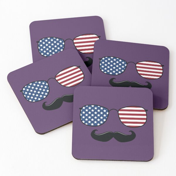 Item preview, usa flag on aviator sunglasses with mustache  designed and sold by Donutlovers.