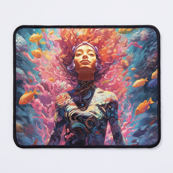 Item preview, Woman diving coral reef designed and sold by AquarelleAvenue.