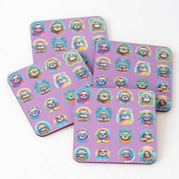 Item preview, Cute Sloths with Cool Sunglasses **Choose Large Stickers Pack or Magnets!** designed and sold by AdiRemba.