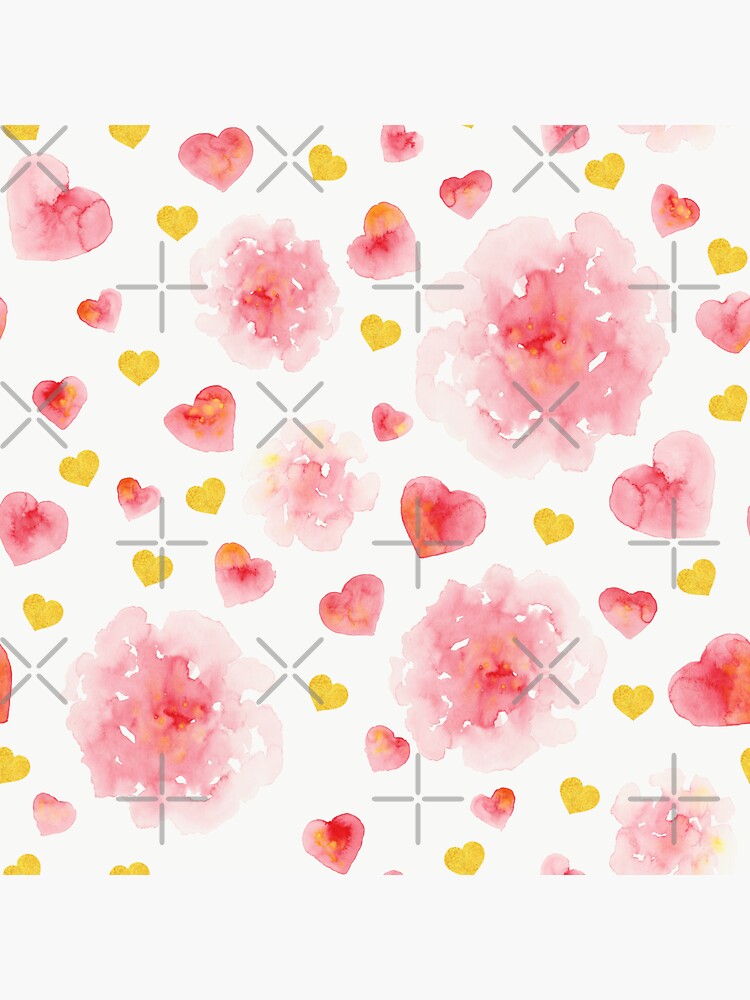 Watercolor hearts and flowers by Elenanaylor
