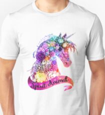 Geist Tier Unicorn Glitter Design Slim Fit T-Shirt