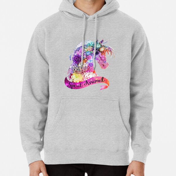 Spirit Animal Unicorn Glitter Design Pullover Hoodie