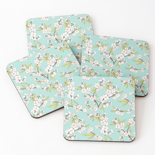 Item preview, White Blossom Garden - Minty Blue designed and sold by TigaTiga.