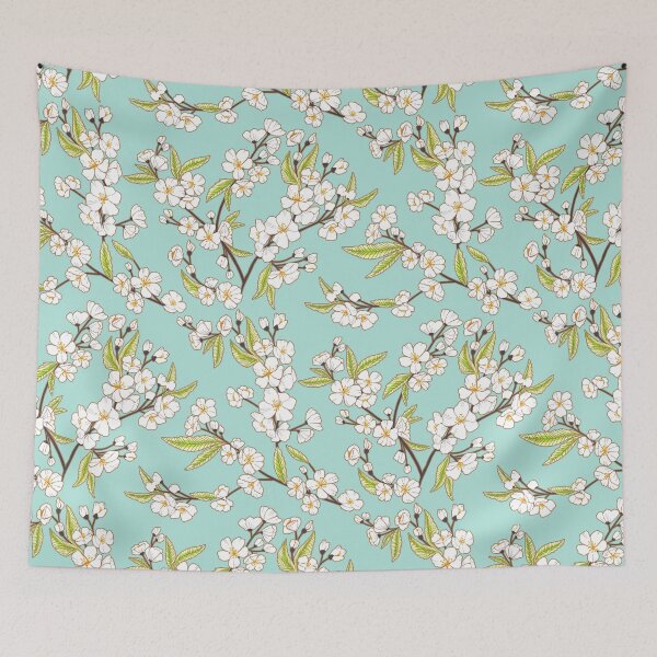 Item preview, White Blossom Garden - Minty Blue designed and sold by TigaTiga.