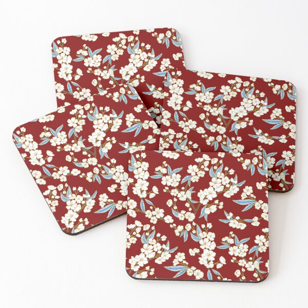 Item preview, White Blossom Garden - Oriental Red and Blue designed and sold by TigaTiga.