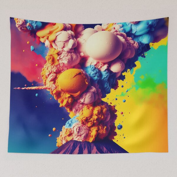 Item preview, Volcanic Confection: Explosive Colors and Ice Creams designed and sold by ChromoAI.