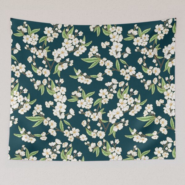 Item preview, White Blossom Garden - Navy designed and sold by TigaTiga.