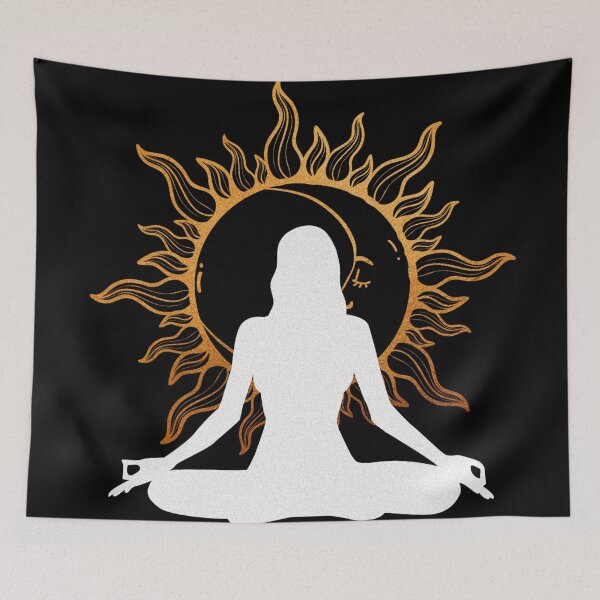 Item preview, Yoga Pose Silhouette with Sun in Background designed and sold by deepakrode7.