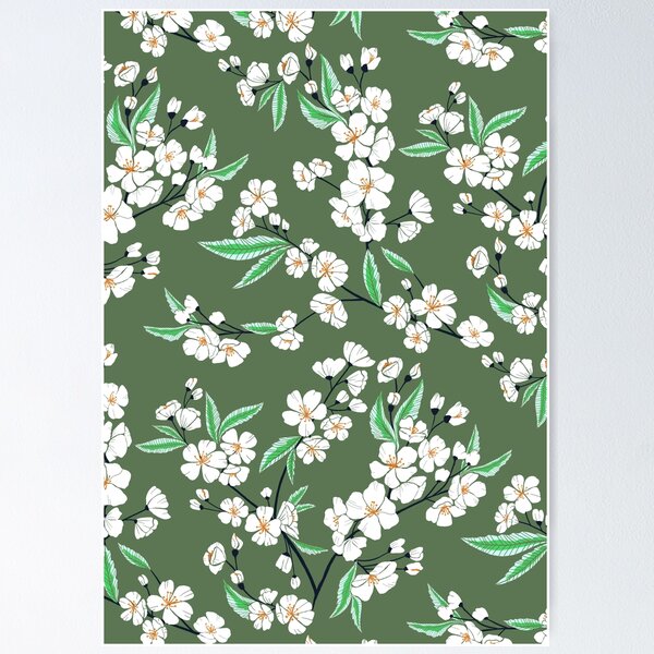 Item preview, White Blossom Garden - Green Hue  designed and sold by TigaTiga.