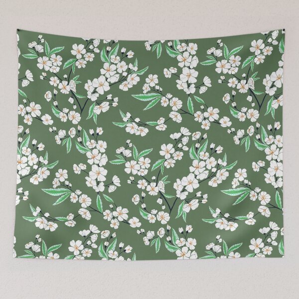 Item preview, White Blossom Garden - Green Hue  designed and sold by TigaTiga.
