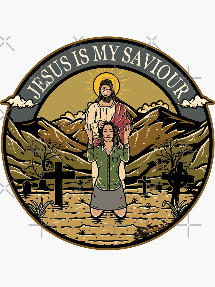 Thumbnail 3 of 3, Sticker, Jesus Is My Saviour - Female Edition designed and sold by ChristlikeMerch.