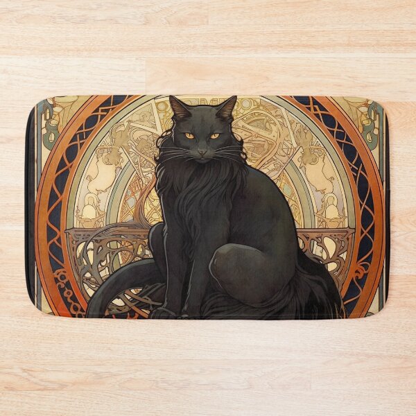 Item preview, Whimsical Art Nouveau Cat - Expressive Feline Elegance designed and sold by Philipe3d.