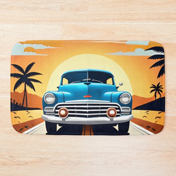Artikelvorschau, Retro-Auto fährt vor einem Sonnenuntergang entworfen und verkauft von toonydesigns.