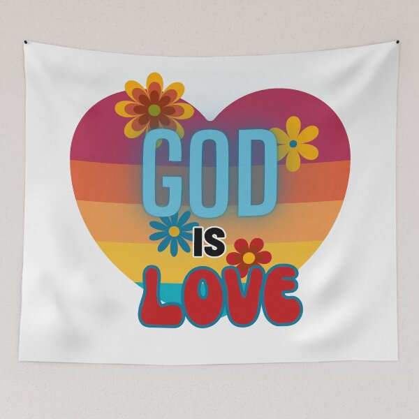 Item preview, God is Love Retro Heart Sunset designed and sold by PBJArt.