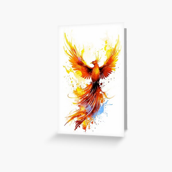 Item preview, Flaming phoenix in watercolor style designed and sold by Skynotik.