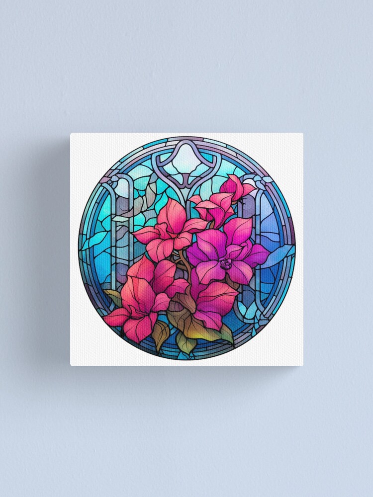 iCanvas Canvas Wall Art - Flowers Patterns Stained Glass Window