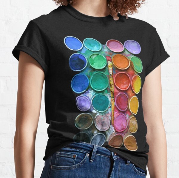 Watercolor Rainbow Flow Abstraction palette Classic T-Shirt