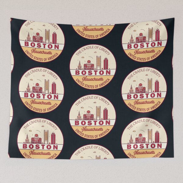 Item preview, Boston Massachusetts City Skyline Emblem designed and sold by KrisSidDesigns.
