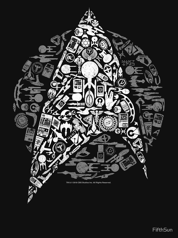 Thumbnail 7 of 7, Classic T-Shirt, Star Trek: The Original Series Iconic Starfleet Badge Collage designed and sold by FifthSun.