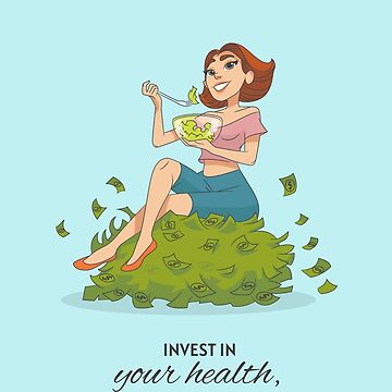 "Invest in your health it's true wealth illustration" Sticker for Sale