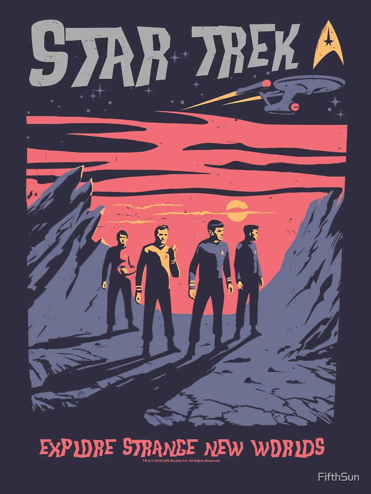 Men's Star Trek: The Original Series Vintage Poster Explore Strange New  Worlds Graphic Tee Charcoal Large 