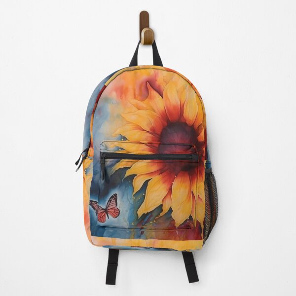 Item preview, Sunflower and butterfly watercolor designed and sold by ZombiOctopi.