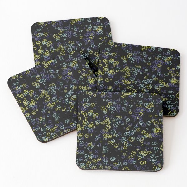 Item preview, Dice Hoard - Black background with yellow, slate grey and navy blue dice designed and sold by AvengingSassy.