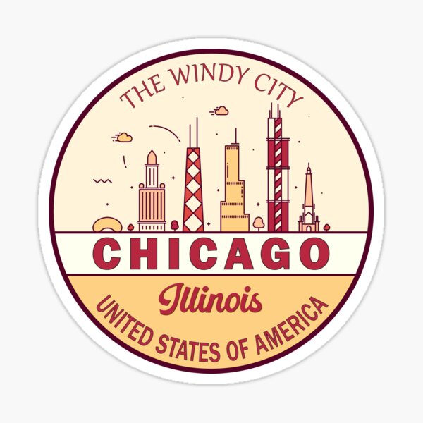 Item preview, Chicago Illinois City Skyline Emblem designed and sold by KrisSidDesigns.