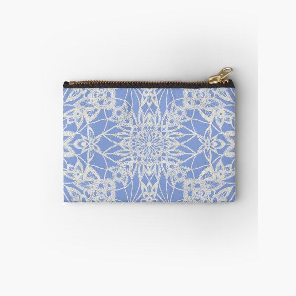 Item preview, hand drawn lace on periwinkle blue designed and sold by rysunki-malunki.