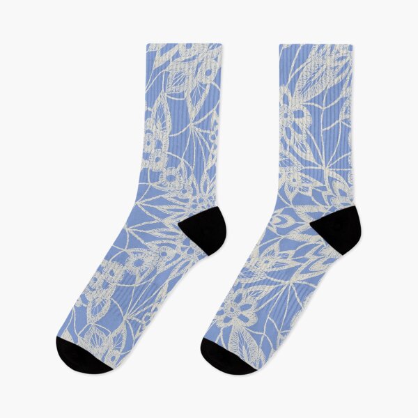 Item preview, hand drawn lace on periwinkle blue designed and sold by rysunki-malunki.