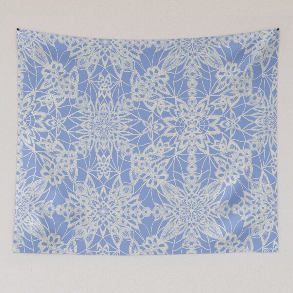 Item preview, hand drawn lace on periwinkle blue designed and sold by rysunki-malunki.
