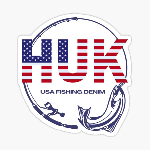 HUK. USA Fishing Denim. Sticker for Sale by BarklesStudio