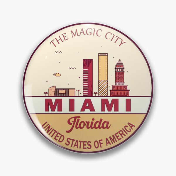 Artikelvorschau, Miami Florida City Skyline-Emblem entworfen und verkauft von KrisSidDesigns.