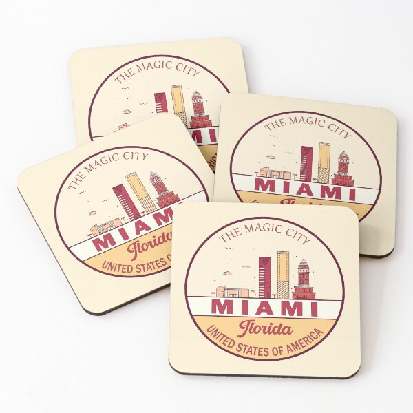 Item preview, Miami Florida City Skyline Emblem designed and sold by KrisSidDesigns.