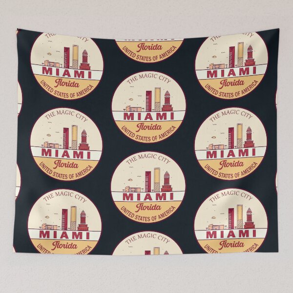 Item preview, Miami Florida City Skyline Emblem designed and sold by KrisSidDesigns.