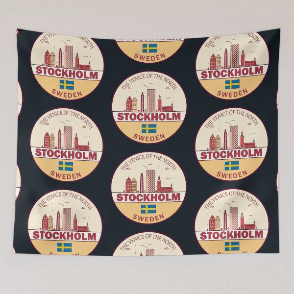 Item preview, Stockholm Sweden City Skyline Emblem designed and sold by KrisSidDesigns.