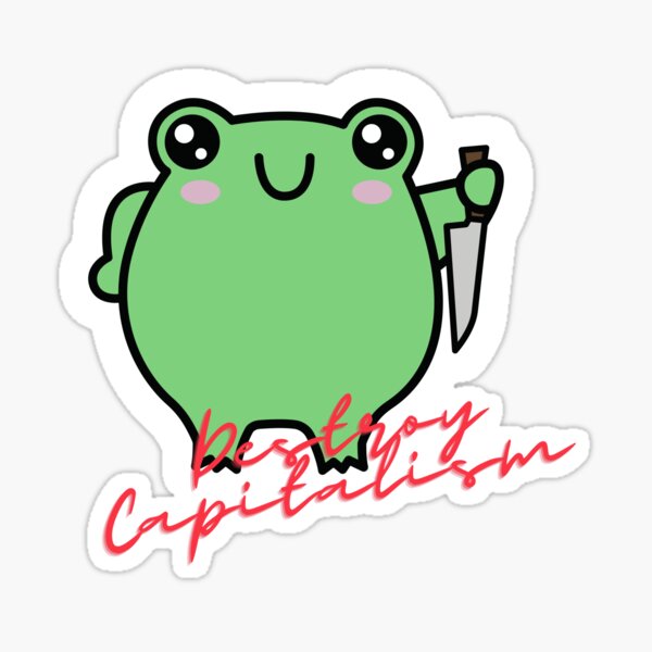 Destroy Capitalism Frog with Knife Sticker