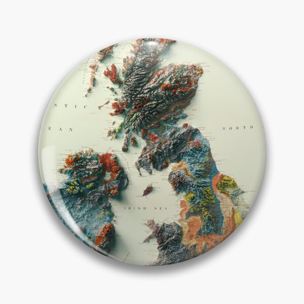 Item preview, 1912 3D Ireland, British Islands and England Geological Relief Map digitally rendered  designed and sold by ThinkAboutMaps.