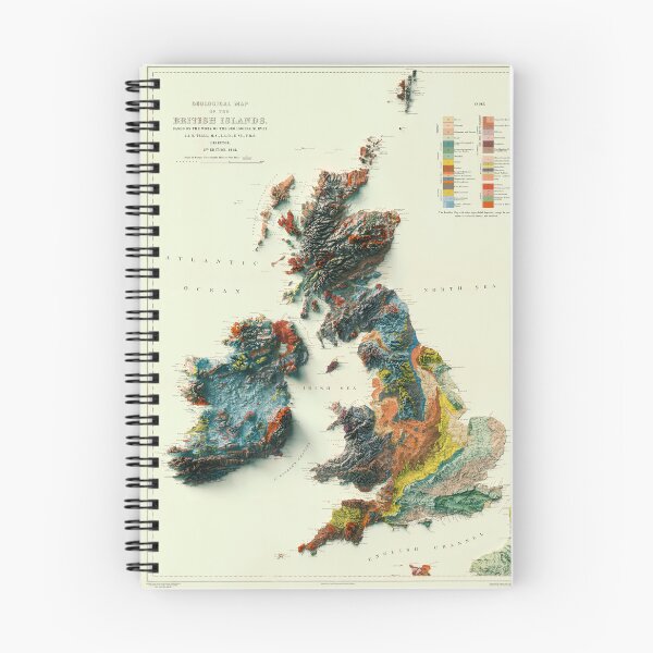 Item preview, 1912 3D Ireland, British Islands and England Geological Relief Map digitally rendered  designed and sold by ThinkAboutMaps.