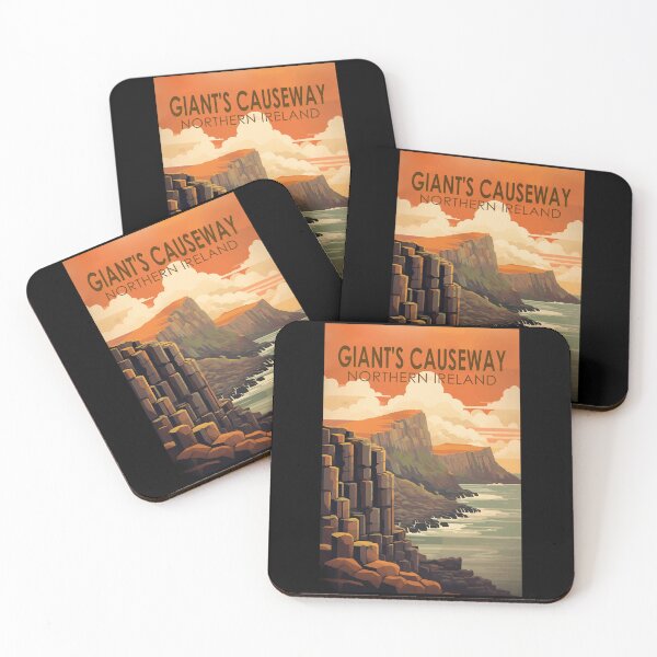 Item preview, Giants Causeway Northern Ireland Travel Art Vintage designed and sold by KrisSidDesigns.