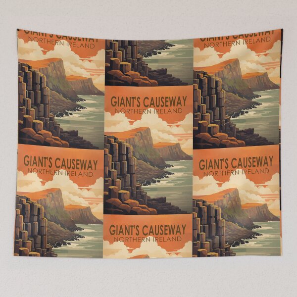 Item preview, Giants Causeway Northern Ireland Travel Art Vintage designed and sold by KrisSidDesigns.