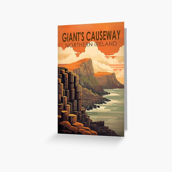 Item preview, Giants Causeway Northern Ireland Travel Art Vintage designed and sold by KrisSidDesigns.