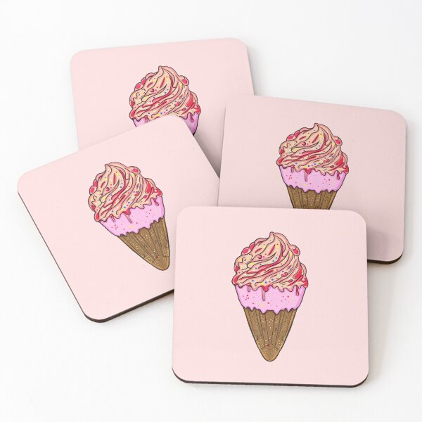 Item preview, Cute chibi style tasty strawberry ice cream  cone designed and sold by PinkSeaside.
