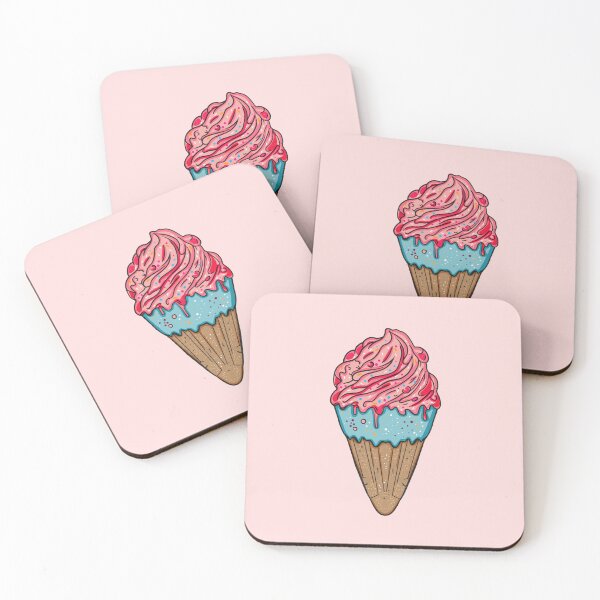 Item preview, Cute chibi style tasty strawberry ice cream  cone designed and sold by PinkSeaside.